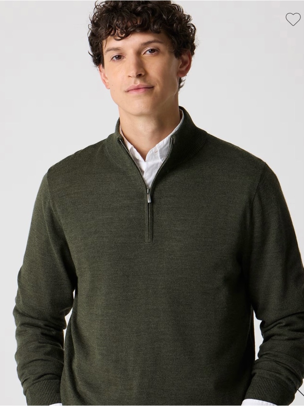 NWT! J Crew Factory - Merino Wool-Blend Quarter-Zip - Dark Green Moss - Small